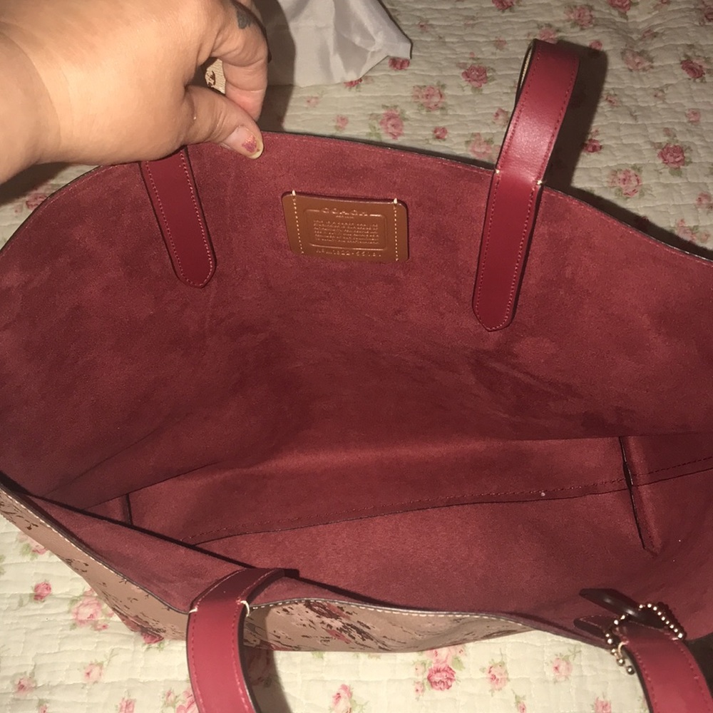Pretty flowered leather tote bag - Picture 3 of 5